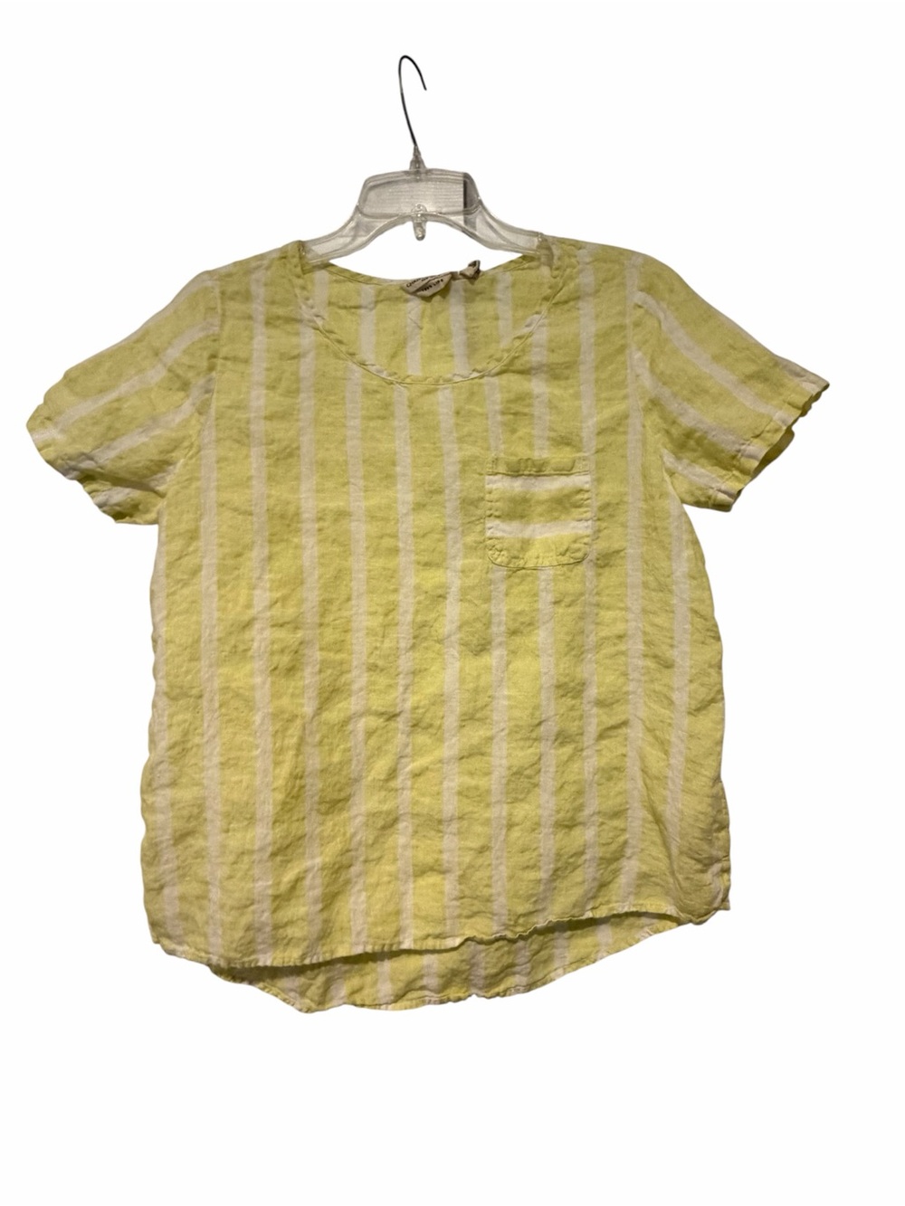 Christian Siriano Woman’s Top Medium Yellow Striped 100% Linen Top